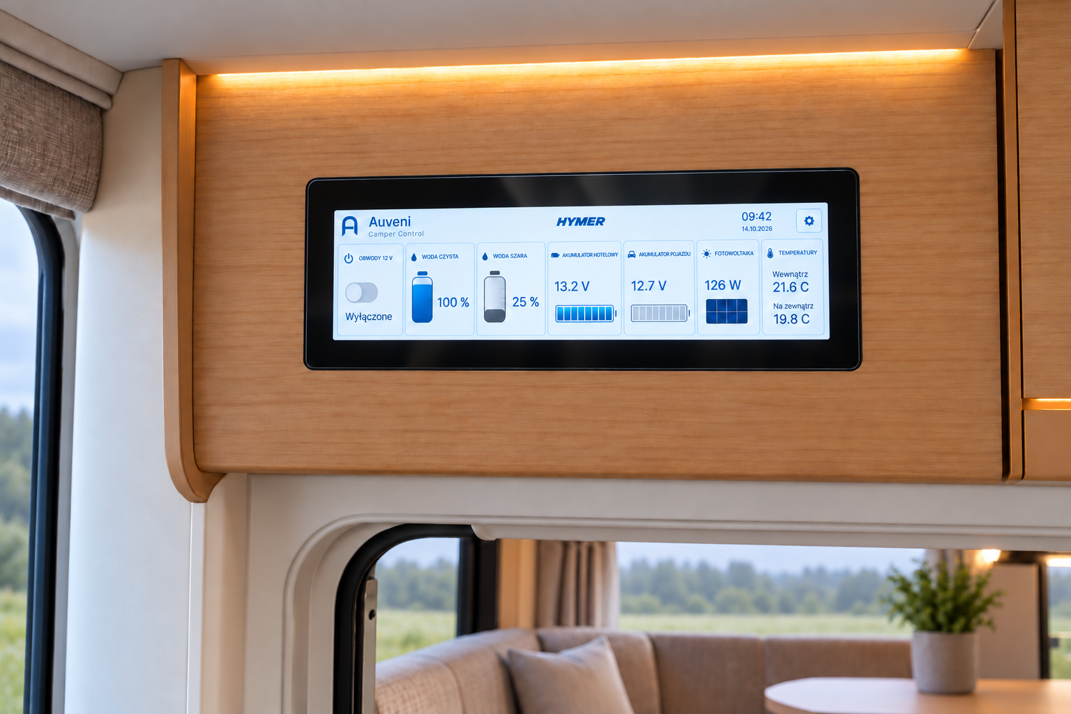 Wizualizacja zastąpienia Hymer IT 992 panelem Auveni w tej samej zabudowie